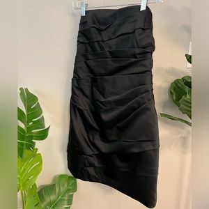 2000s rushed strapless black mini
